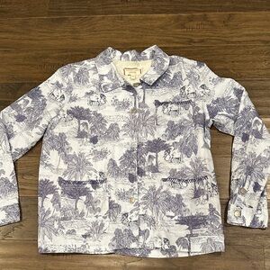 Johnny Was Blue and White Floral Shirt